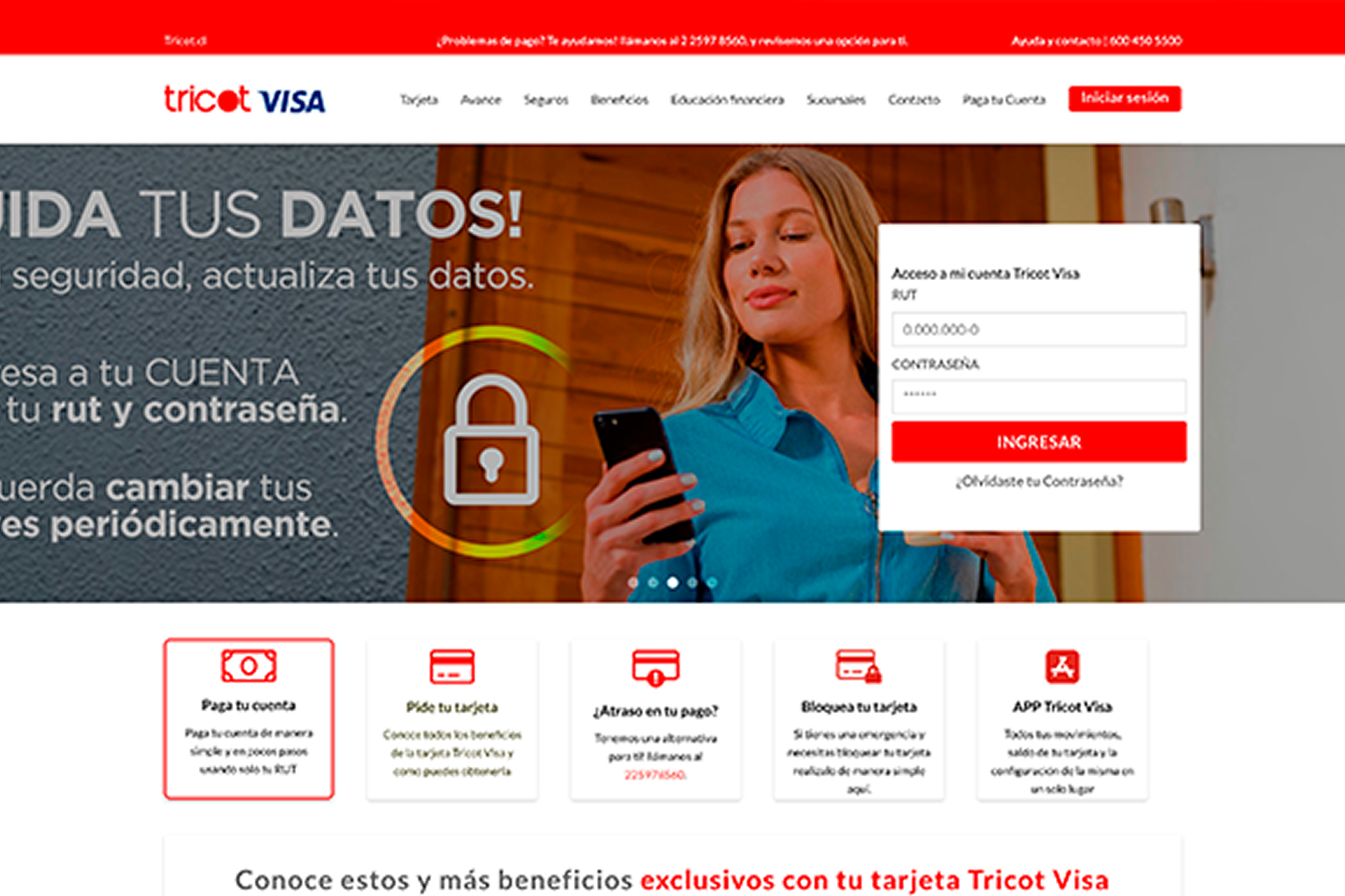 Portada con una web