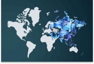 Un mapamundi destaca Asia con imágenes de tecnología digital y un casco de realidad virtual, ilustrando el contraste UX asiático vs UX latinoamericano, mientras que el resto de continentes se representan en blanco liso.
