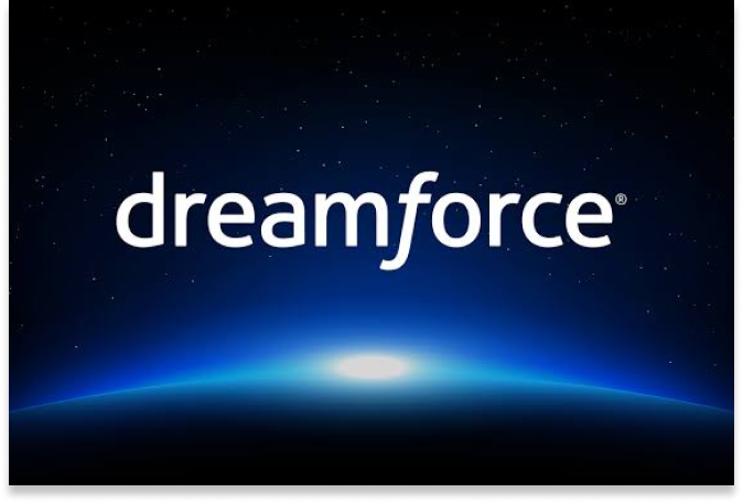 Las palabras «Dreamforce 2026» aparecen en letra blanca sobre un cielo nocturno estrellado, por encima de un horizonte resplandeciente, que recuerda a un amanecer sobre la Tierra.
